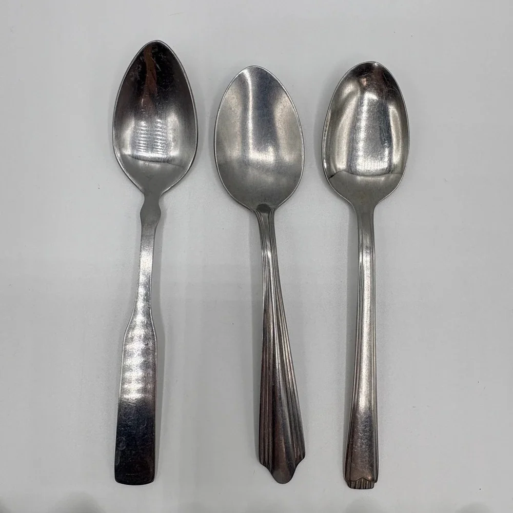 Mixed Brand Stainless Steel Teaspoons Lot of 9 Oneida Rogers Atlas Silver 6in